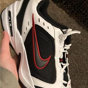 Nike Men's Black and White Athletic Shoes with Red Accents